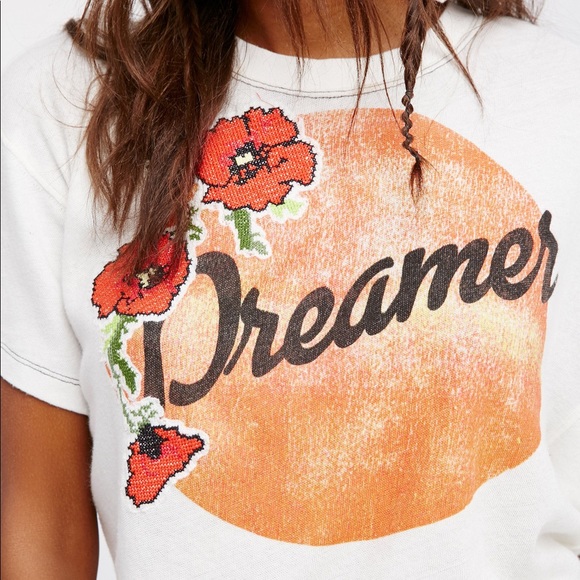 NWOT Free People We The Free Dreamer Tee Orange - Picture 3 of 7